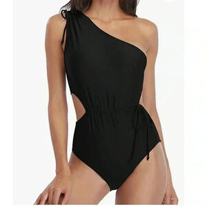 NWT WOMENS Cut Out One Piece One Shoulder Padded Monokini Swimwear SZ. S